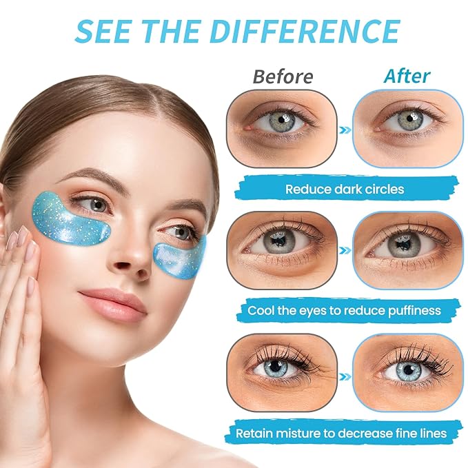 Eye Masks, Under Eye Patches for Puffiness, Retinol Collagen Eye Gel Pads, Reduce Wrinkles, Eye Bags & Dark circles - Face Mask Skincare, Anti Aging & Moisturizer, 24 Pairs