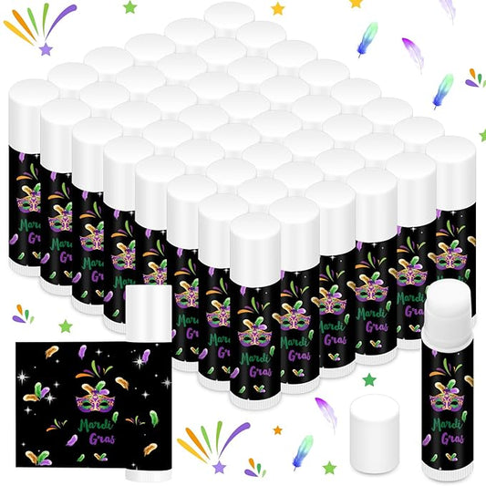 48 Pcs Mardi Gras Lip Balm Moisturizing Lip Balm Bulk Lip Balms and Moisturizers Wax Lip Cream Stocking Stuffers for Mardi Gras Party Favors Gift Baskets Women Men, Jasmine