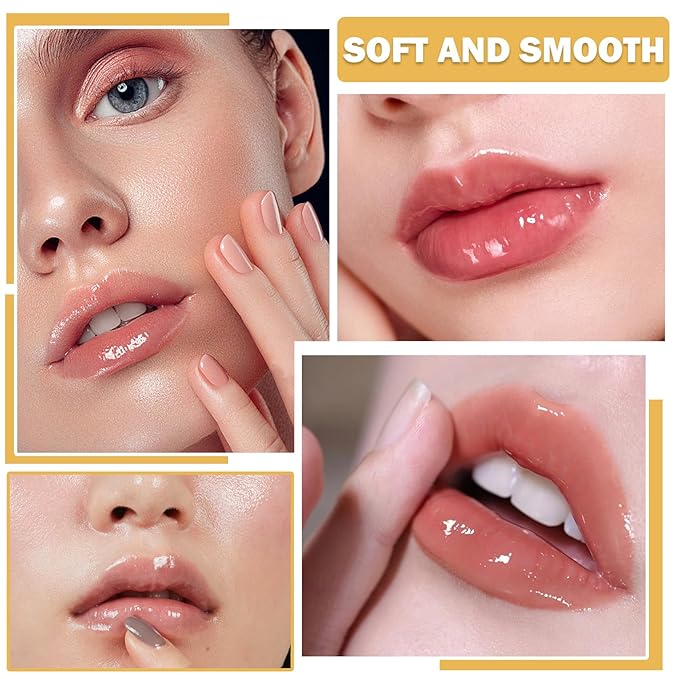 2PCS Lip Plumper Gloss Plumping Lip Gloss Set Natural Moisturizing Lip Plumping Gloss Daily Lip Care Products Lip Plumper Set for Women