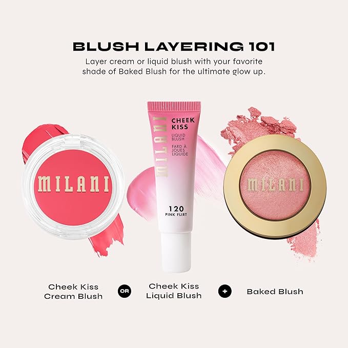 Milani Baked Blush, Powder Blush for Cheeks, Cruelty Free Makeup - Shape, Contour & Highlight Face for a Shimmery or Matte Finish -Petal Primavera