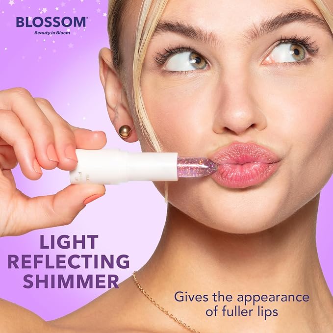 Blossom pH Adjusting Shimmering Lip Balm Moisturizing Glitter Sparkle Lip Balm, 0.12oz./3.5g, Moonstone