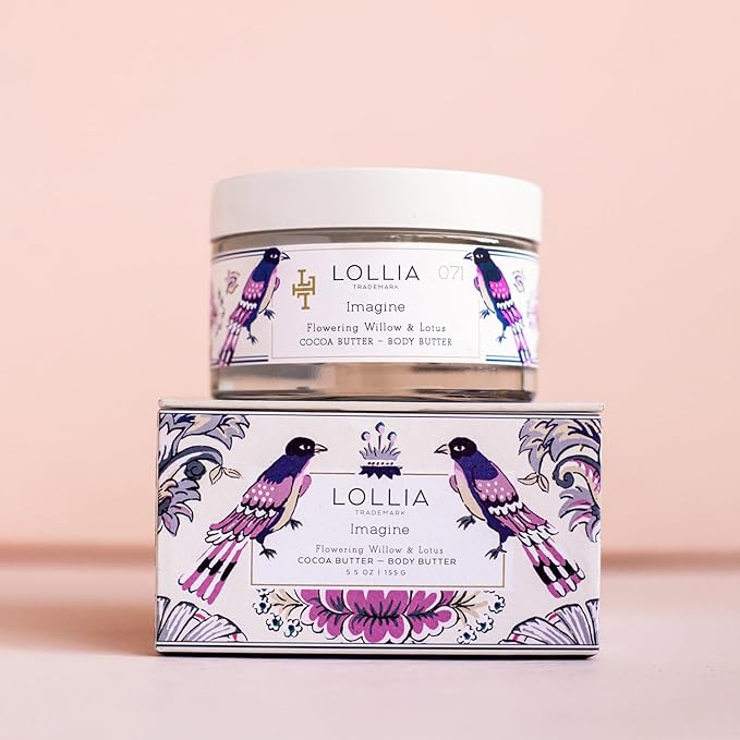 LOLLIA Imagine Body Butter, 5.5 oz. - Flowering Willow & Lotus Fragrance - Shea Butter & Cocoa Butter, Body Lotion for Women, Hydrating & Smooth Body Moisturizer