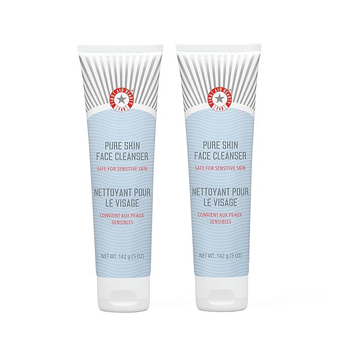 First Aid Beauty - Pure Skin Face Cleanser, Effectively Removes Makeup, Dirt, & Impurities, Gentle Cleanser Leaves skin Soft & Supple, Fragrance Free (5 oz, 2 ct)