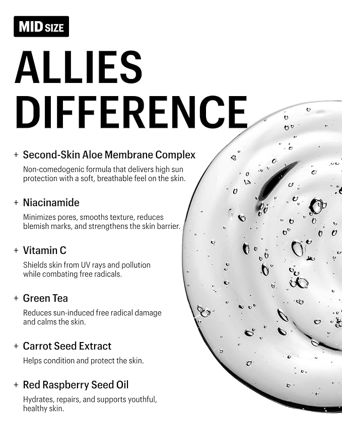 Allies of Skin Daily Face Sunscreen SPF 50, Travel Size | Zero White Cast Lightweight Formula | Dermatologist Tested Under Makeup Primer| Water-Resistant & PA++++ Broad Spectrum UVA/UVB (0.7 oz)