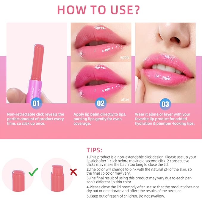 Juicy Lips Plump Shift, Click Plumping Lips Glasting Melting Balm Jelly Lipstick Lasting Lip Tint Moisturizing Lip Balm Color Changing Lip Gloss Shiny Non Sticky Tinted Lip Balm(#3 Honeysuckle)