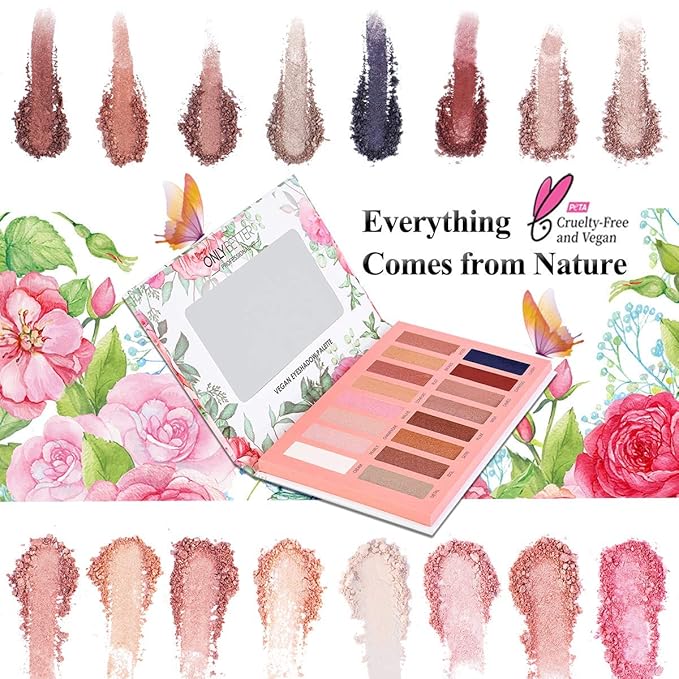 Vegan Eyeshadow Palette, Nude Eyeshadow Palette, 16 Shades Organic Eyeshadow palette high pigmented eyeshadow palette Colorful Eyeshadow Palette Long Lasting Nude Eyeshadow Shimmer Palette