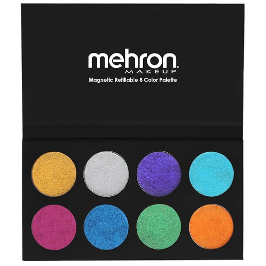 Mehron Makeup Paradise Makeup AQ 8 Color Metallic Palette | Magnetic Refillable Body Paint & Face Paint Palette | Professional Water Activated Makeup for Costumes, SFX, Halloween, & Cosplay