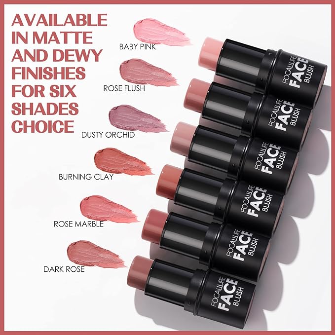 FOCALLURE Cream Blush Makeup,Buildable Blush Stick for Cheeks,Matte and Dewy Finish,Long Wearing,Easy Application,Lightweight Multi Stick,DARK ROSE