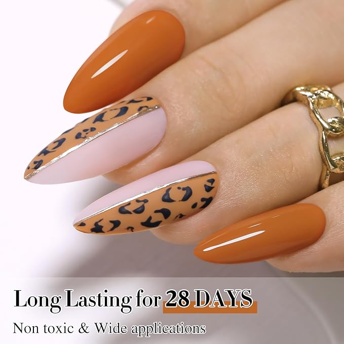 Double Rhythm Translucent Gel Polish Sheer Neutral Natural Light Milky Same Color Same Bottle 15ML Jelly UV Nail Polish Nail Art DIY at Home (Brown Orange-A1447)