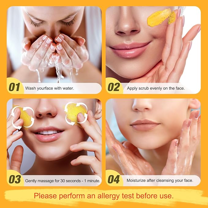 Vitamin C and Turmeric Face Scrub Cream Organics Microdermabrasion Facial Scrub Exfoliating Clears Blackheads Improve Dark Spot Acne with Strawberry Extract Exfoliator 130g/4.5oz