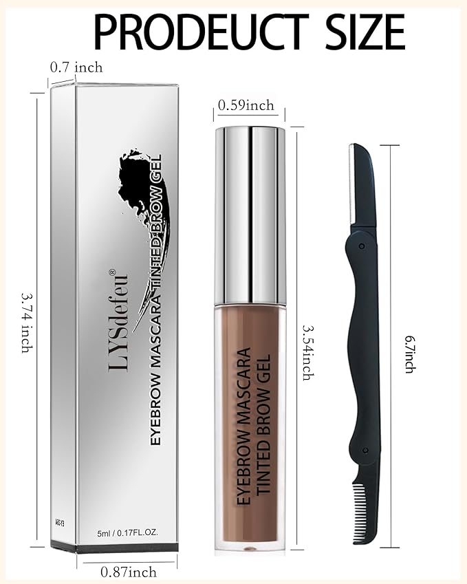 Waterproof Long Lasting Smudge-Proof Liquid Eyebrow Makeup, Tinted Eyebrow Gel, Volumizing Enhance Brow Mascara for Women, With Brow Razor Brush - 05 Taupe