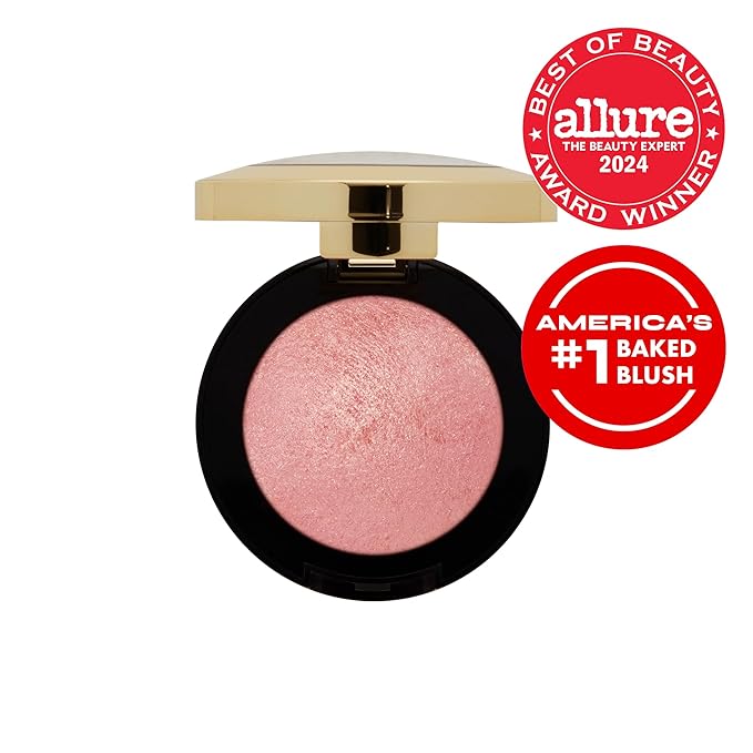 Milani Baked Blush, Powder Blush for Cheeks, Cruelty Free Makeup - Shape, Contour & Highlight Face for a Shimmery or Matte Finish -Rose D'oro