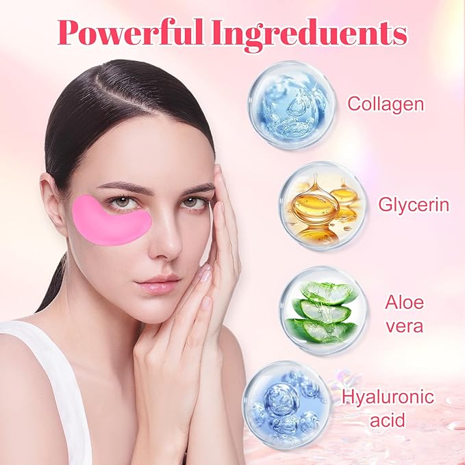 30 Pads Lip Masks & Eye Masks,Under Eye Mask Skincare,Crystal Collagen Lip Mask Sheet,Under Eye Patches for Puffy Eyes and Dark Circles,Moisturizing,Anti-Aging,Reducing Fine Lines,Pink