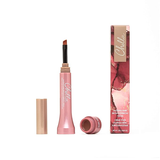 Chella Eyebrow Cream, Dazzling Dark Brown - Vegan, Cruelty Free, Paraben Free, Gluten Free Eyebrow Pomade Makeup - Long Wearing, Velvet Consistency, Water Resistant