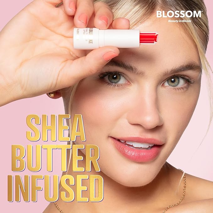 Blossom Double Take Flower Shaped Dual Tinted Moisturizing Lip Balm with Shea Butter, 0.13oz/3.6g, Cherry Red