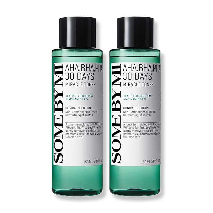SOME BY MI AHA BHA PHA 30 Days Miracle Toner – Pack of 2 – Korean Salicylic Acid Exfoliating Face Toner for All Skin Types – Daily Pore Care & Oil Control with 2% Niacinamide – Korean Skin Care