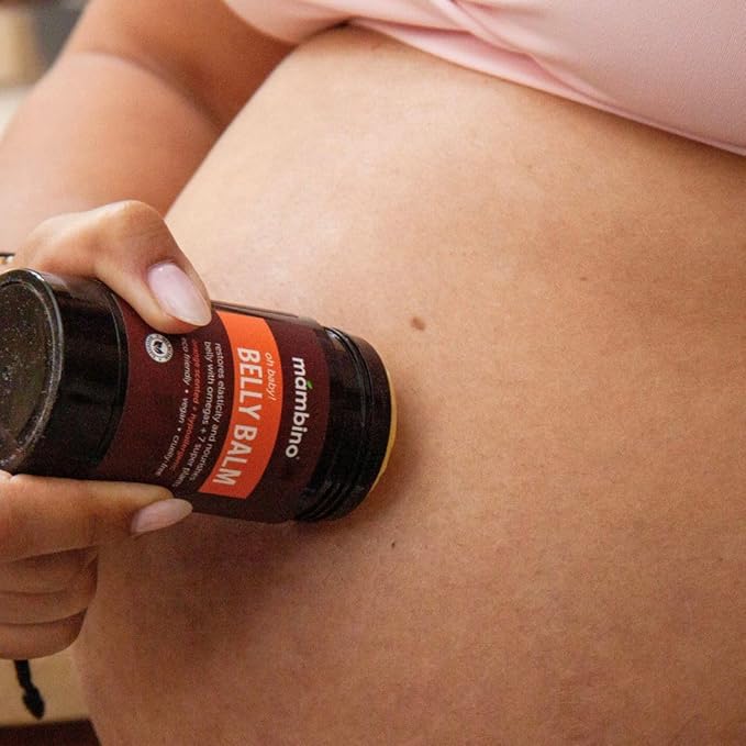 Mambino Organics Oh Baby! Belly Balm – Plant-Based with Egyptian Calendula, Vietnamese Tamanu & Dutch Shea – Pregnancy Balm for Stretch Marks – Vegan Cruelty-Free Maternity Care, 2.5 floz