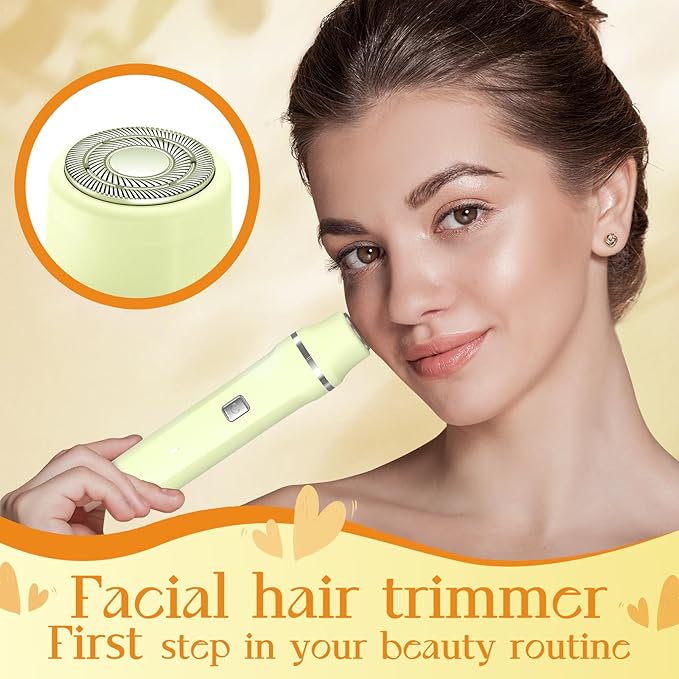 Womens Razors for Shaving - Wet/Dry 2-in-1 Beauty Dermave Bikini Shaver with Body&Facial Hair Heads, Cordless IPX7 Waterproof Trimmer for Pubic Hair&Sensitive Skin, Tiktok Trend Items (Yellow)