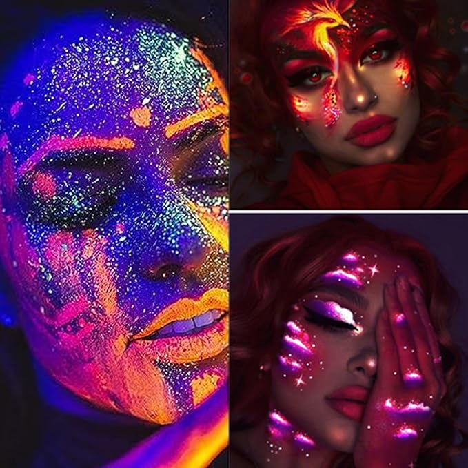 Go Ho Neon Yellow Body Paint Washable(2.37oz,70ml),under UV Blacklight Neon Face Paint,Water Based Neon Fluorescent Yellow Face Paint for Adults Children SFX Cosplay Costumes Halloween Makeup