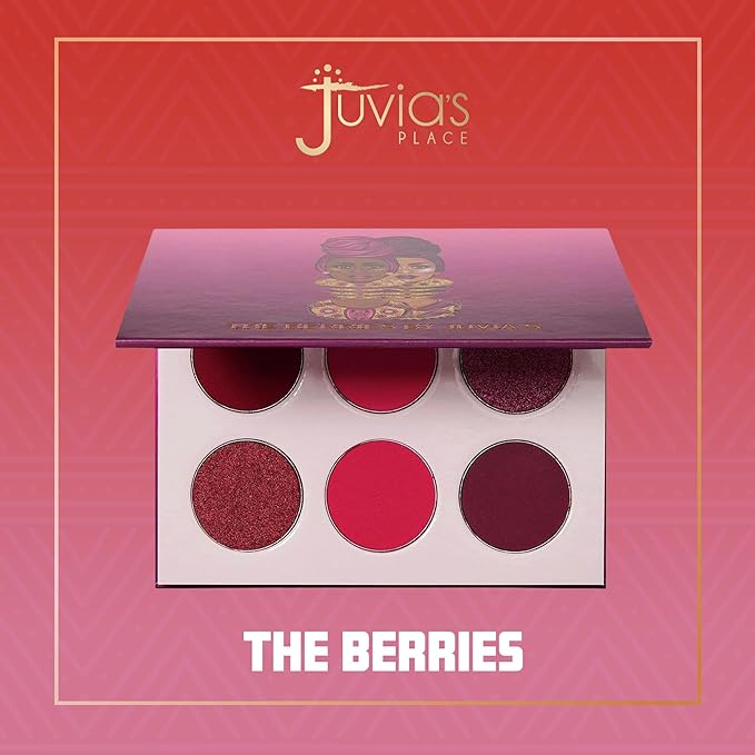 Juvia's Place Palette The Berries - Mauves, Deep Pinks, & Perfect Berry Hues, Professional Eye Makeup, Pigmented Palette for Eye Color & Shine, Pressed, Shades of 6