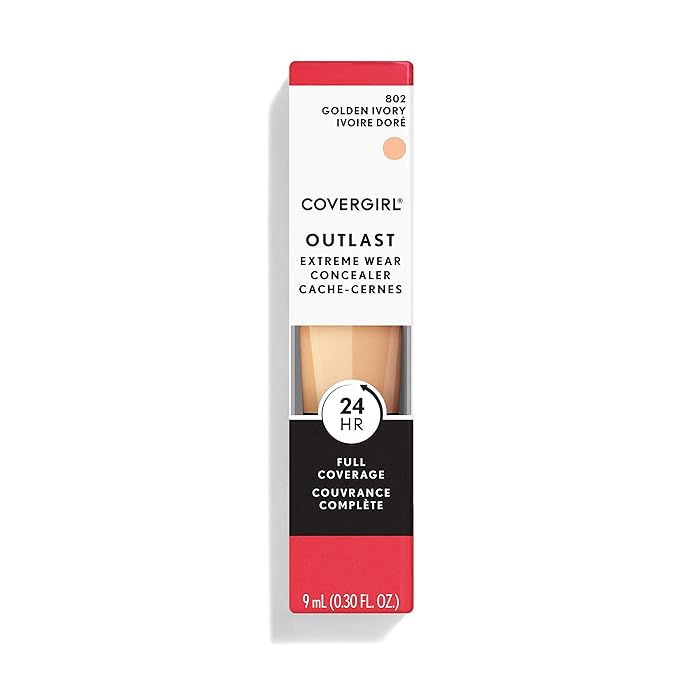 COVERGIRL Outlast Extreme Wear Concealer, Golden Ivory 802 (Pack of 2)