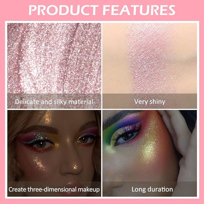 evpct Light Liquid Face Highlighter Makeup Waterproof Long Lasting Mermaid Pink Rose Gold Glimmer Glow Sparkly Glitter Body Shimmer Oil Liquid Luminizer Stick Highlight Illuminator for Face Body Cheek