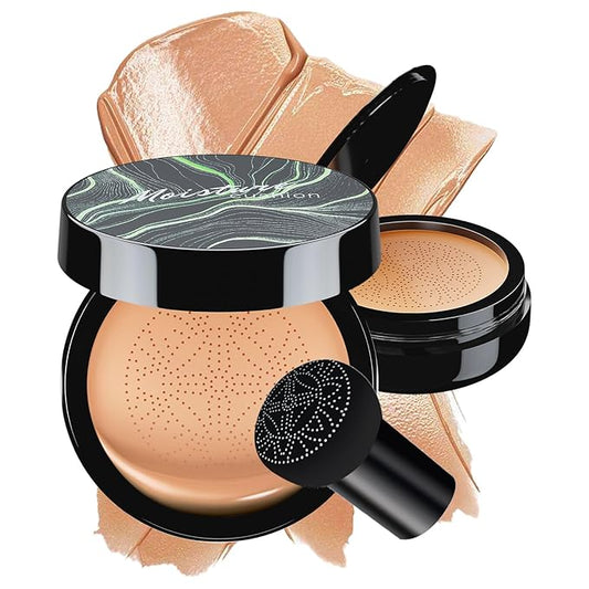 Mushroom Head Air Cushion CC Cream - BB Cream Face Makeup Foundation for Mature Skin Moisturizing Concealer Brighten Long-Lasting, Even Skin Tone for All Skin Types, Medium Deep