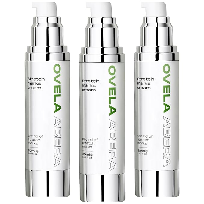 Abera Ovela Maternity Stretch Mark Cream for Pregnancy and Weight Fluctuations, Stretch Mark Treatment Pregnancy Must Haves, Deep Stretch Mark Removal, All Skin Types, 1.69 fl oz, Set of 3