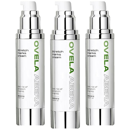Abera Ovela Maternity Stretch Mark Cream for Pregnancy and Weight Fluctuations, Stretch Mark Treatment Pregnancy Must Haves, Deep Stretch Mark Removal, All Skin Types, 1.69 fl oz, Set of 3