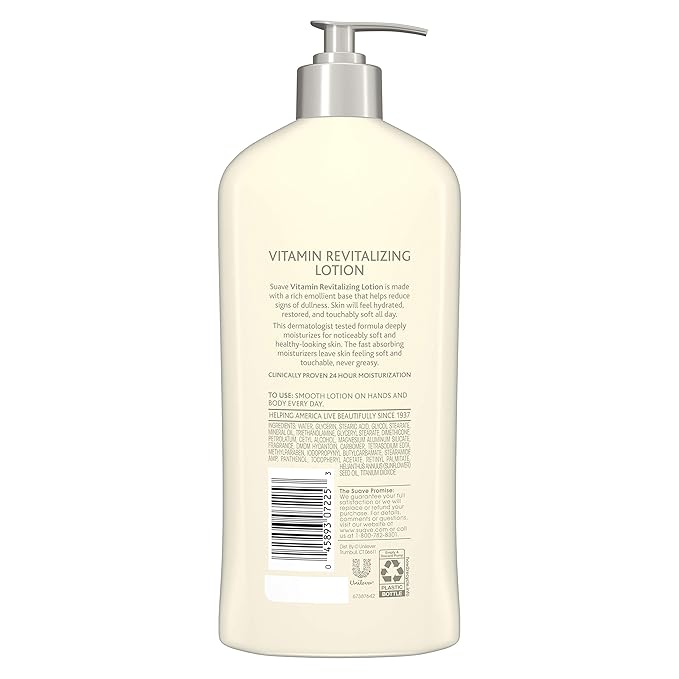 Suave Skin Solutions Body Lotion Revitalizing with Vitamin E, 18 Fl Oz (Pack of 6)