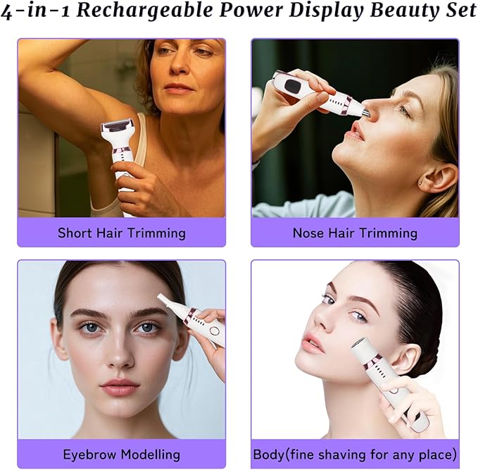 Electric Razors LED Display for Women Men, 2025 Wet/Dry Ladycsdc Shaver,4 in 1 Cordless Hair Remover with IPX7 Waterproof,Smooth & Silky HTYSFTb Electric Grooming Set