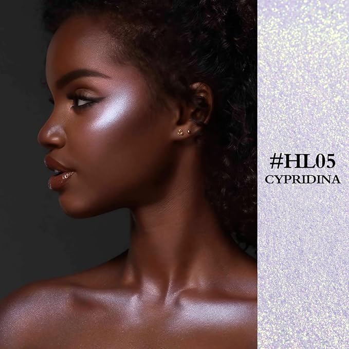 FOCALLURE Starfall Glowing Liquid Highlighter, Shimmering Body Oil, Non-Sticky Shimmer Liquid Luminizer, Non-Greasy, Face & Body Glitter Makeup for Costumes, Cosplay, Rave Festival, CYPRIDINA