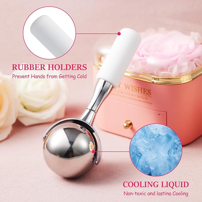 Cryo Sticks 360 Rotating Unbreakable Steel Ice Globes - Facial Skin Care Tools for Women - Ice Roller for Face & Eyes