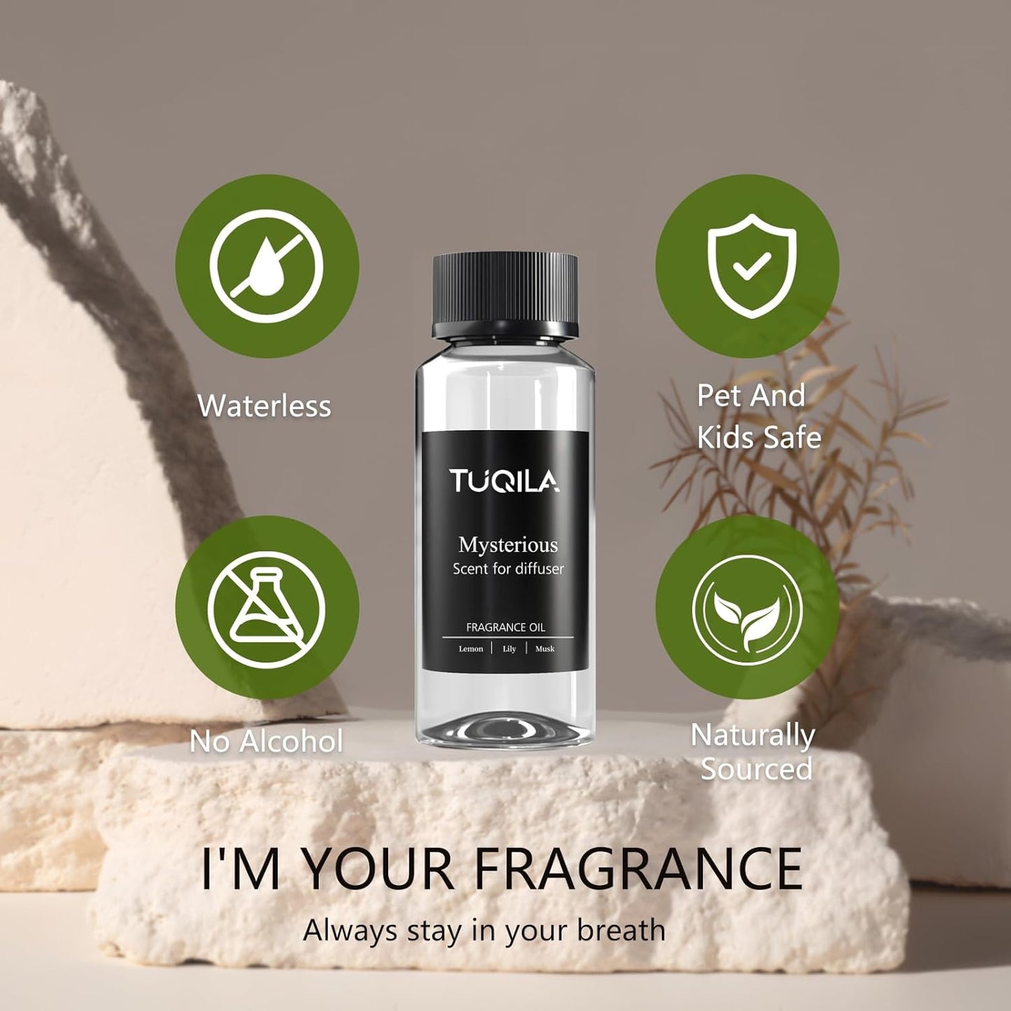 Hotel Waterless Diffuser Oil Mysterious, Essential Scent Oil Usage Cold Air Waterless Diffuser, Luxury Scents Oils Fragrance Bottle120 ML Home Natural Flavour