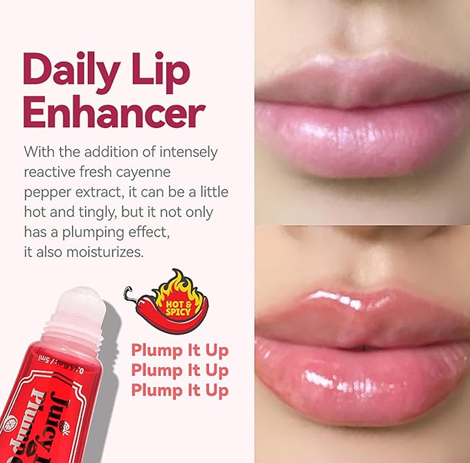Lip Plumper Lip Gloss, Instant & Long-Term Lip Plumper, Roll On Lip Plumping Lip Gloss, Extreme Lip Plumper, Maximum Plump Extra Strength Lip Plumper for Women (#05)