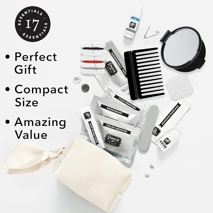 Pinch Provisions Velvet Minimergency Kit, for Her, Includes 17 Must-Have Emergency Essential Items, Compact, Multi-Functional Pouch, Gift for Parties and Birthdays