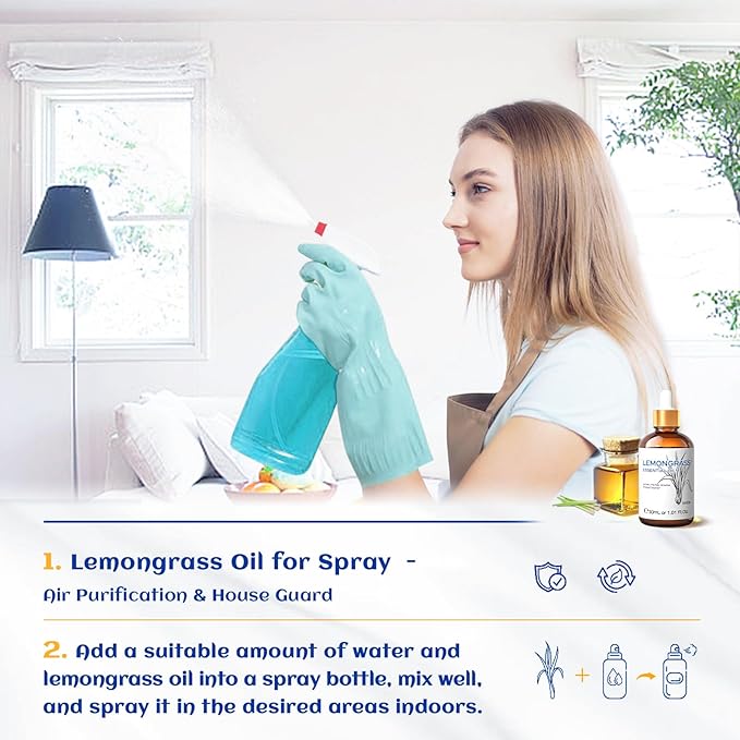 HIQILI 1 Fl Oz Lemongrass Essential Oil, 100% Pure Natural Undiluted for Diffuser, Hair - 30ml