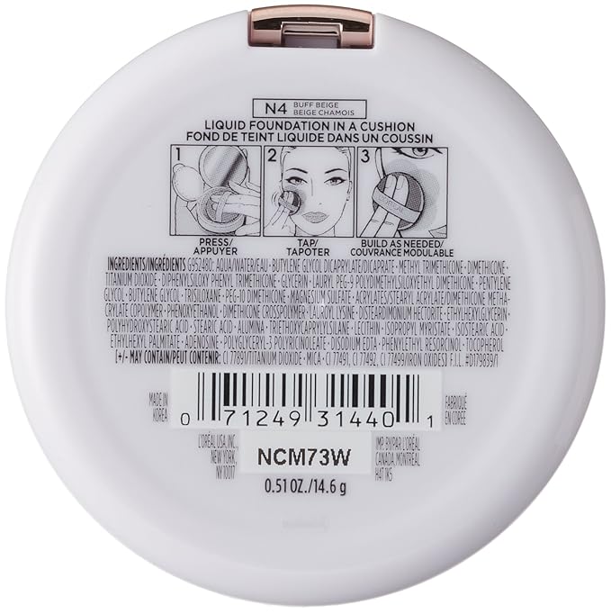 L'Oréal Paris True Match Lumi Cushion Foundation, N4 Buff Beige, 0.51 oz.