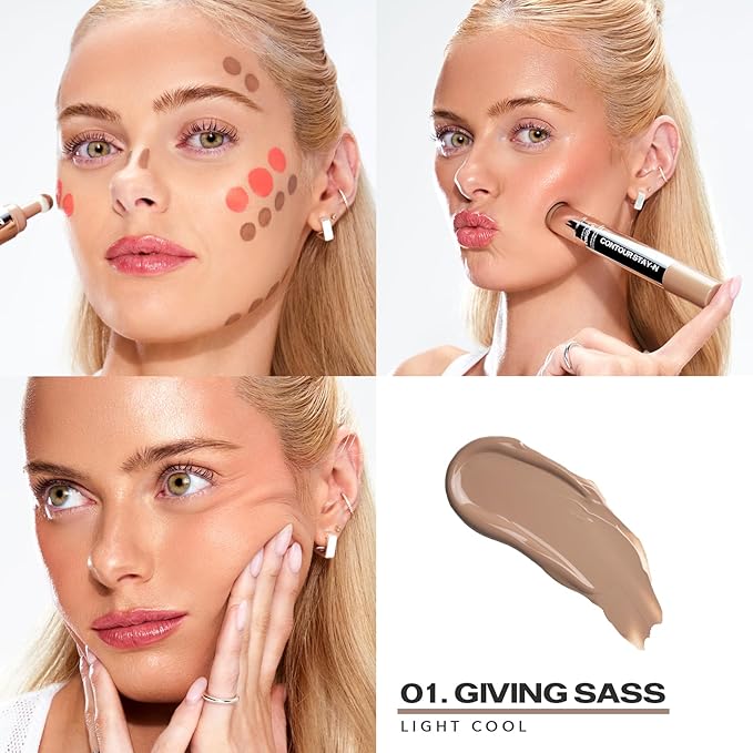 Sacheu Liquid Contour STAY-N Long Wear Cream Contour Makeup — Long Lasting, Blendable, & Lightweight Formula — Vegan & Cruelty-free, Giving Sass