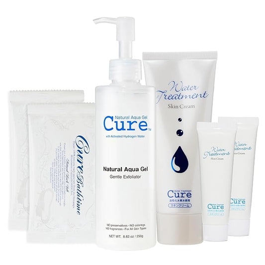 Cure by Toyo | The Beauty 3-Step Skincare Kit | Gentle Exfoliating Gel, Himalayan Salts & Moisturizing Cream | All Skin Types | Anti-Aging