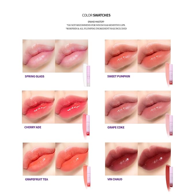 KEYBO Lip Plumper Dotom Lip Plus 16 Colors, 3 Steps Extreme Plumping Clear Lip Gloss by Essence Lip Care Oil & 16 Color Tints from Korean Makeup (01. Spring Glass)