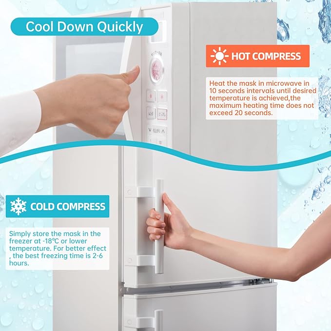 Ice Face Mask Reusable and Cold Gel Eye Mask for Puffiness/Dark Circles/Eye Bags/Dry Eyes/Headaches/Migraines/Stress Relief, Ice Pack for Eyes & Face (Blue)