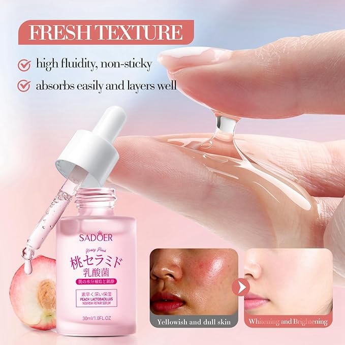 Peach Skincare Sets For Teen Girls, Complete Skin Care Routine With Facial Moisturizer, Face Cleanser, Face Mask, Peach Serum, Hand Cream & Toner, 7-In-1 Facial Skincare Set For Women