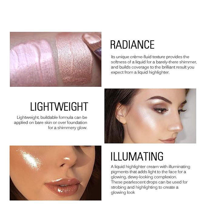 SACE LADY Liquid Highlighter Makeup Shimmer and Shine Ultra-Smooth Radiant Illuminator For Face Cheekbone Body Glow Bronzer Glitter Illuminating Highlighters Makeups, 0.2Fl Oz