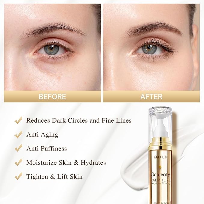 Caffeine Eye Serum Anti Aging, Eye Serum for Dark Circles and Puffiness, Retinol Eye Cream with 360°Massage Ball, Reduce Eye Wrinkles and Fine Lines