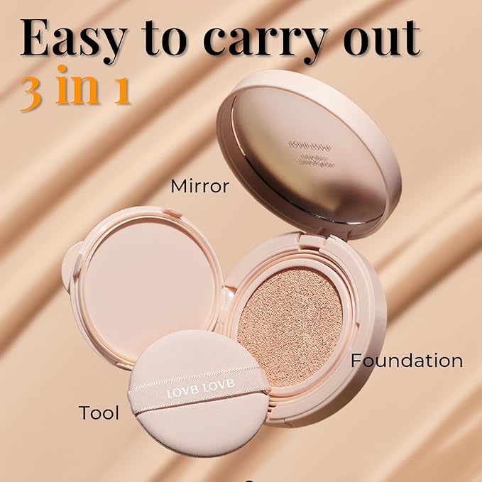 Natural Cover Glow Cushion Foundation | Korean Foundation Makeup | Long-Lasting Buildable Coverage | Lightweight and Moisturizing | Flawless Finish 0.42oz (25N Mocha Beige)