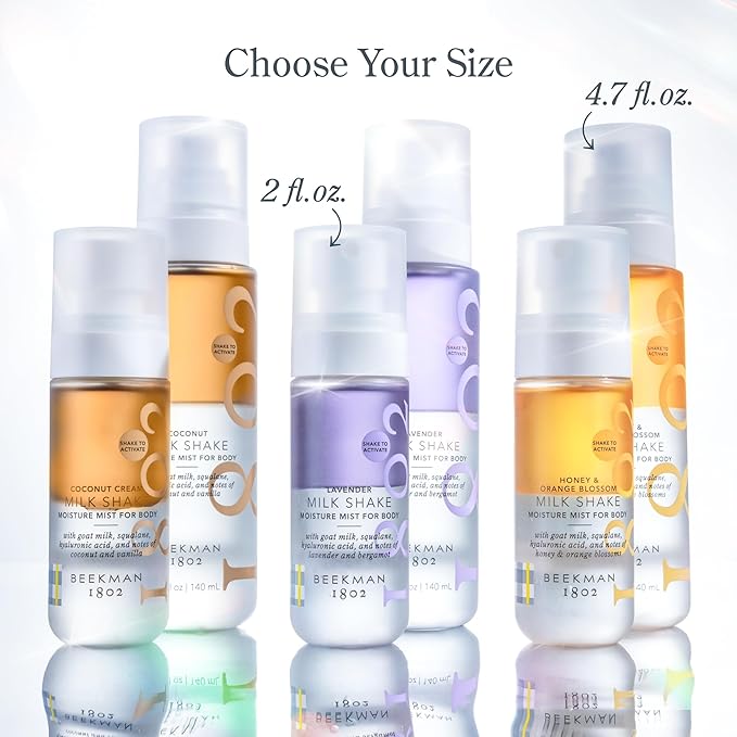 Beekman 1802 Coconut Cream Milk Shake - Body Mist - 2.0 fl. oz - With Hyaluronic Acid & Jojoba Oil - Instantly Moisturizes, Hydrates & Softens - Good for Sensitive Skin - Cruelty Free