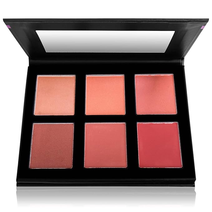 SHANY Shimmer & Matte Powder Blush Makeup Palette with Mirror - 6 Color Makeup Blush Palette - BLUSH
