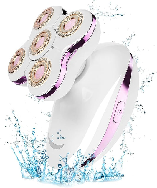 Electric Razors for Women: Rechargeable Shaver with Detachable Head - 5D Wet and Dry Lady Hair Remover for Legs and Hand (Pink)