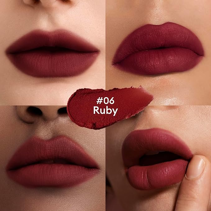 ITY Velvet Matte Finish Lip Stain-Mousse Textured Lip Clay, Red Shade, Conceals Lip Lines, Rich Pigment Lip Tint Lipsticks, 0.14 oz (4g) in Ruby